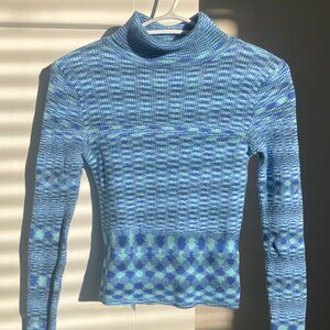 Urban Outfitters Blue Patterned Turtleneck